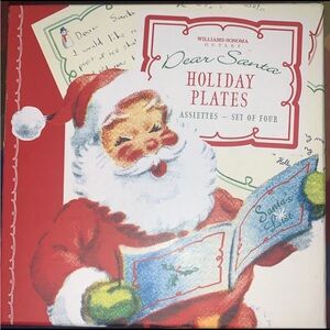 Williams Sonoma Santa Holiday Plates - Red, White, and Blue